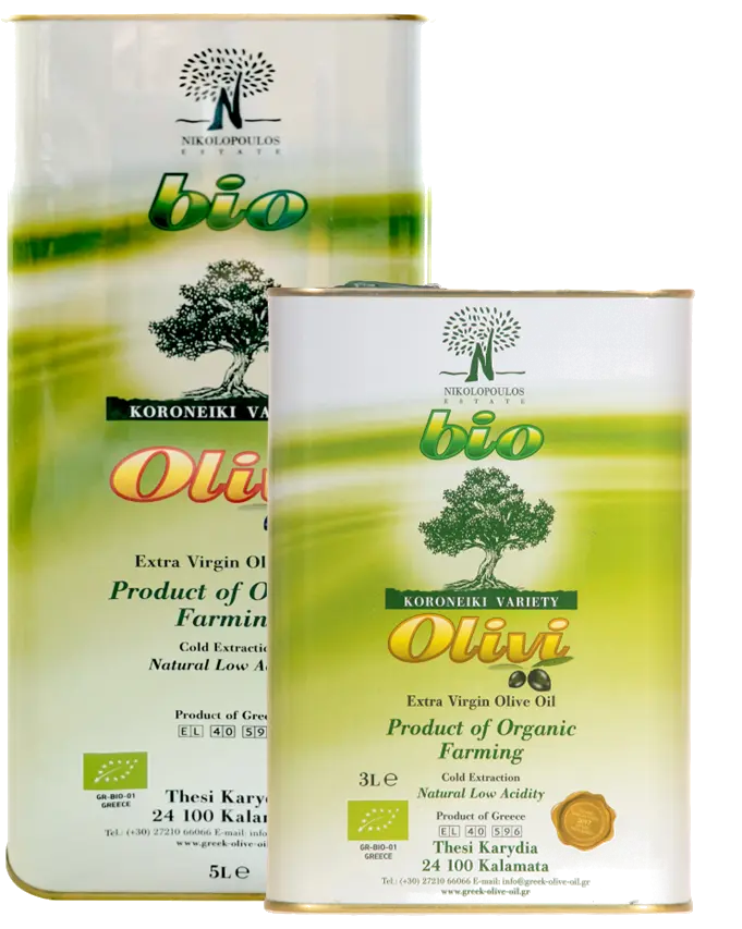 Huile d'Olive Vierge Extra BIO - 2 Bidons Métalliques 5L + 3L