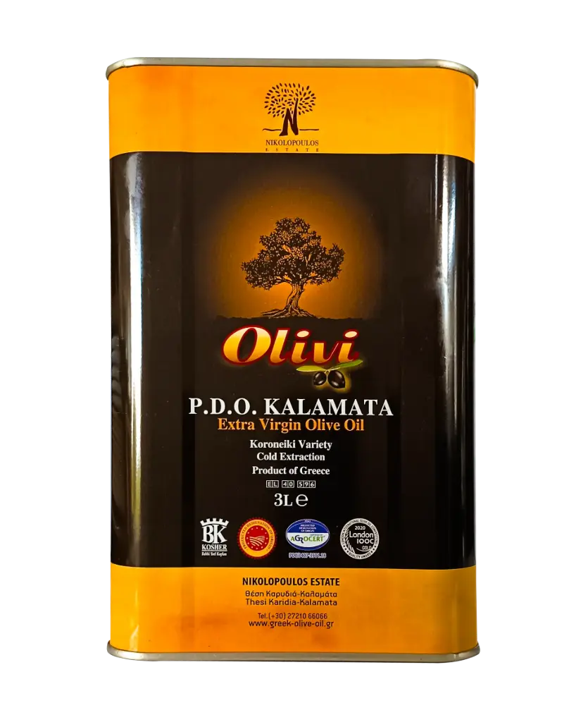 Huile d'Olive Vierge Extra AOP KALAMATA - Bidon Métallique 3L