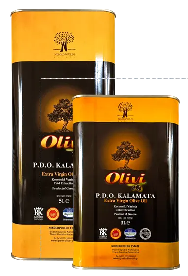 Huile d'Olive Vierge Extra AOP KALAMATA - 2 Bidon Métalliques 5L + 3L 