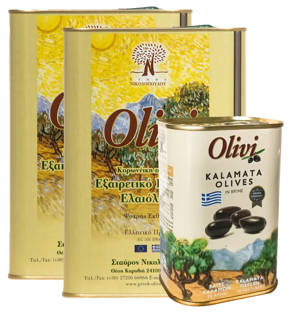 Pack Huile d'olive VE 3L x 2 + Olives Kalamon 250gr en saumure x 4