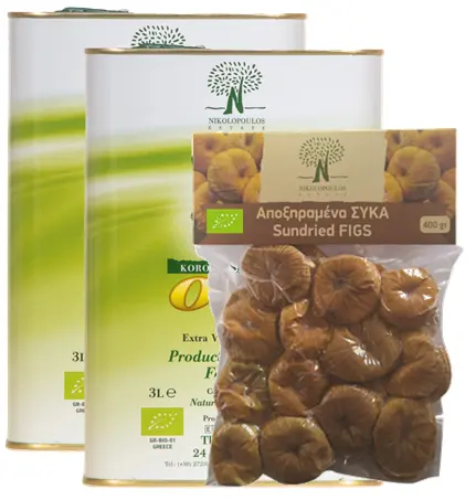 [VEFG_B_BM_6L04Kg] Pack Huile d'olive VE BIO 3L x 2 + Figues de Kalamata BIO 400 gr