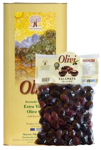[VEOL_S_BM_5L2Kg] Pack Huile d'olive VE 5L + Olives Kalamon 2Kg