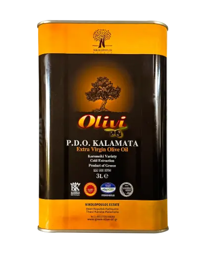 [VE___P_BM_3L___] Huile d'Olive Vierge Extra AOP KALAMATA - Bidon Métallique 3L