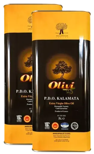 [VE___P_BM_10L___] Huile d'Olive Vierge Extra AOP KALAMATA - Bidon Métallique 5L x 2