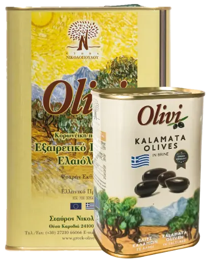 [VEOL_S_BT_3L05Kg] Pack Huile d'olive VE 3L + Olives Kalamon 250gr en saumure x 2