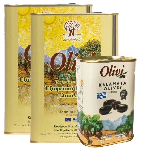 [VEOL_S_BT_6L1Kg] Pack Huile d'olive VE 3L x 2 + Olives Kalamon 250gr en saumure x 4
