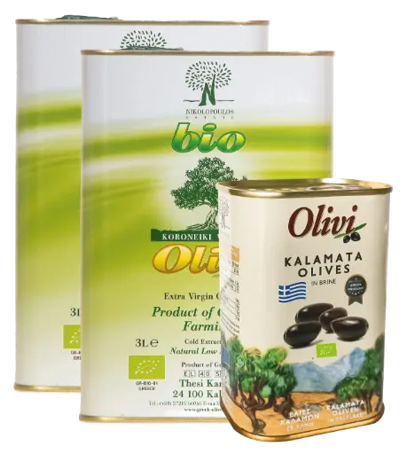[VEOL_B_BT_6L1Kg] Pack Huile d'olive VE BIO 3L x 2 + Olives Kalamon BIO 250gr en saumure x 4